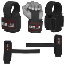 DEFY SPORTS™ Weight Lifting Power Straps Wrist Support Black