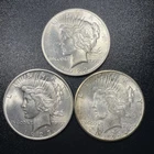 (3) Peace Silver Dollars 1922, 1923, 1924 AU/Unc