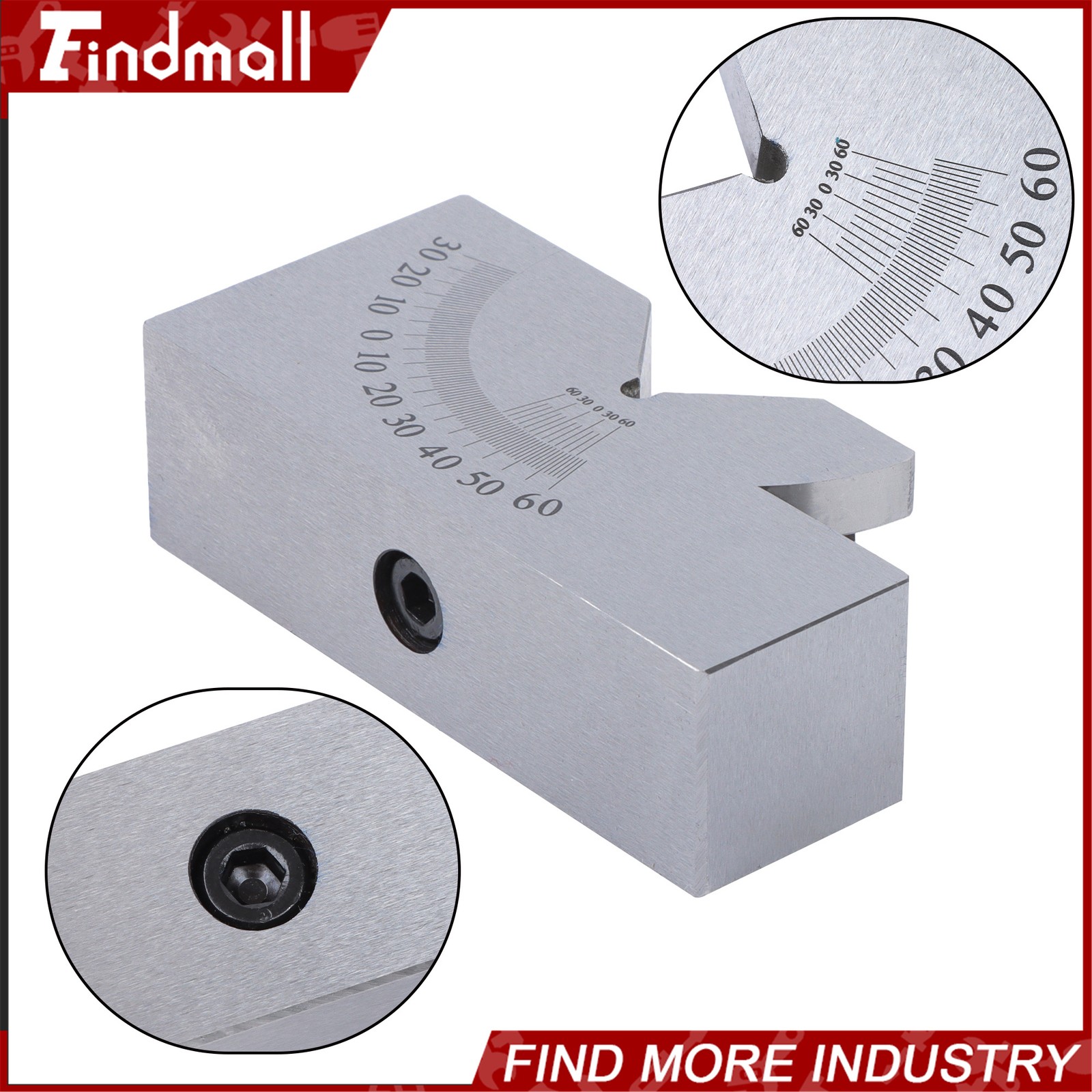 0-60 Degree Precision Gauge Adjustable Angle V Block Milling Tool 3"x 1"x 1-1/4"