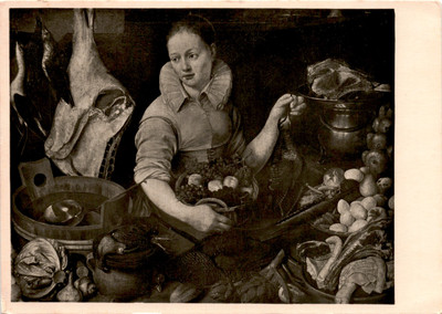 Floris van Schoten, Die Köchin, Leipzig, Museum der bildenden Künste, Postcard
