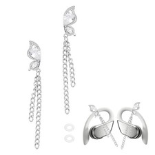 Earbuds Open Ear Accessories Earbuds Clip Silver Butterfly Tassel