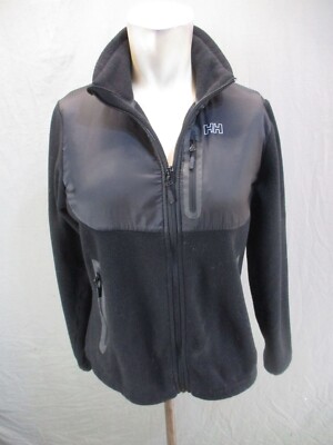 HELLY HANSEN Size M Womens BLK Full Zip Stand Collar Fleece Athletic Jacket 388