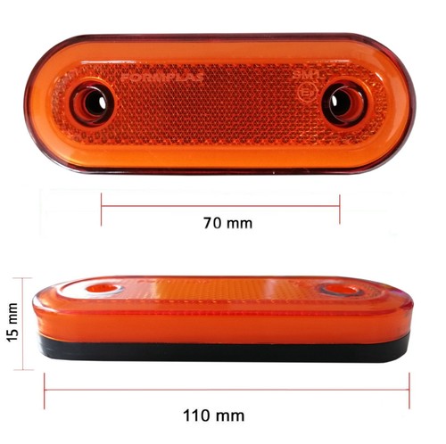 Orange Amber Side 20 LED Marker Lights Oval X6 12V 24V Neon Trailer Truck Lorry - Picture 5 of 6
