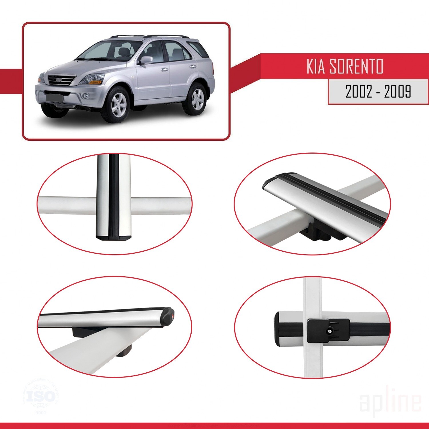 Barres de toit Kia Sorento 2002 2003 2004 2005 2006 2007 2008 2009 BASIC - 4