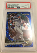 2020 PANINI PRIZM - #28 CODY BELLINGER * BLUE DONUT CIRCLES PRIZM /199 *  PSA 10
