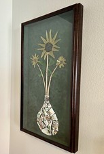 Sea / Tumbled Glass pottery, Sunflower Artwork Wall Art Handmade 30  x 17  