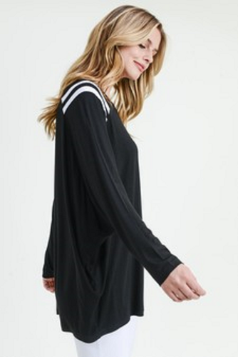 Dolman Damen gestreiftes Schulter-Top - LARGE - Bild 2 von 3