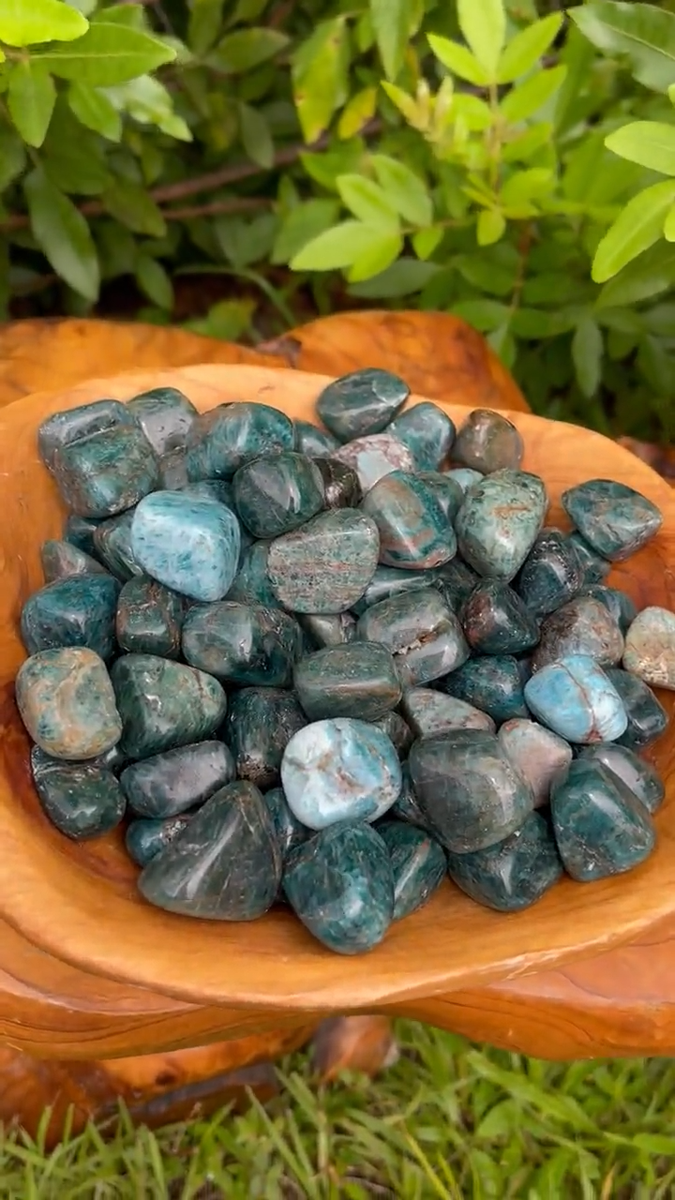 4 oz Blue Apatite Tumbled Stones: 'A' Grade Natural Polished