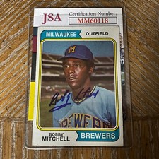 autographed 1974 Topps BOBBY DARWIN   . JSA CERT