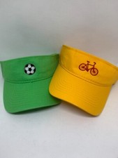 Youth visors with embroidered mini design logo emoji