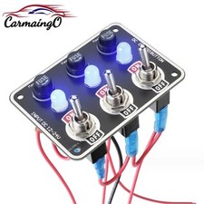 3 Gang Metal Rocker Switch Panel w/ LED Circuit Breaker Fuse Box Car Marine Boat