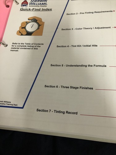 Sherwin Williams Technical Color Adjustment Manual Automotive Finishes Course - Foto 3 di 17