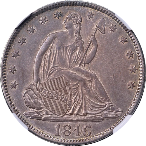 1846-P Seated Half Dollar Tall Date NGC Unc Details Great Eye Appeal