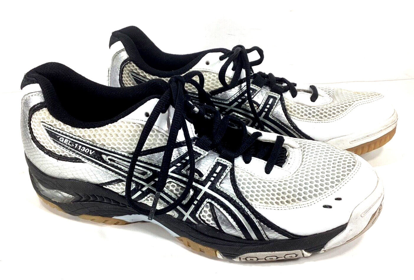 ASICS Men's Gel 1130V Silver White Black Low Lace-Up Running Shoes