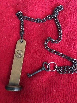 Antique Solid Brass Hotel Key Holder Number 613 Unknown Logo Of Hotel 