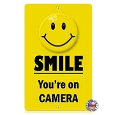 Smile You're on Camera Yellow Business Security Sign Video Surveillance 8 x 12
