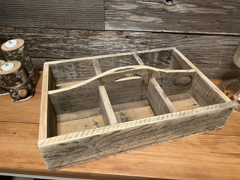 Деревенский деревянный декор для переноски контейнеров садовая сумка с короткими ручками примитивный ящик для инструментов 6 секций - Изображение 2 из 4