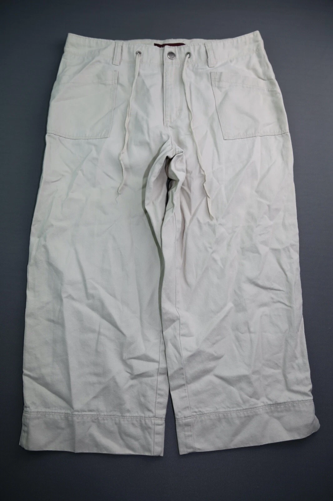 Women's Lee Riveted Capri Khaki Drawstring Size 10M (30x21) Zipper Fly