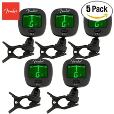 5-PACK Fender FT-1 Pro Clip On Chromatic Tuner For Guitar, Bass, Violin, Ukulele