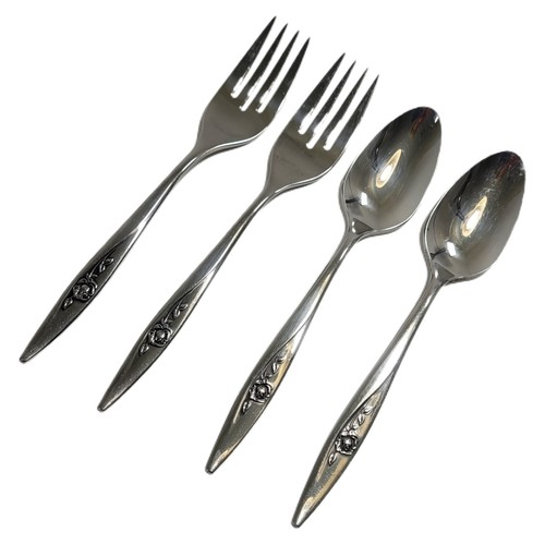 Oneida LASTING ROSE Oneidacraft Stainless Deluxe Two Teaspoons Two Salad Forks - 第 1/2 張圖片