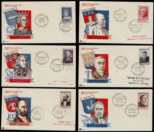 FRANCE 1954 National Relief Fund set Special Cancel - First Day Covers Cat £200+