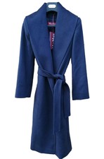 Max Mara Lorian Long Wrap Coat Shawl Collar Navy Blue Wool Uk2 It34 Us0 Bnwt New