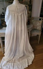 Victorian 19thc Exquisite Antique White Trained Dressing Gown. Normal Size