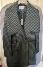 Mulberry Green And Navy Hound Tooth Coat.