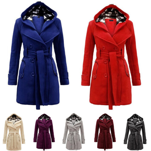 Abrigo chaqueta con capucha de lana abrigo de invierno largo cálido dos filas ❤️ E - Imagen 1 de 20