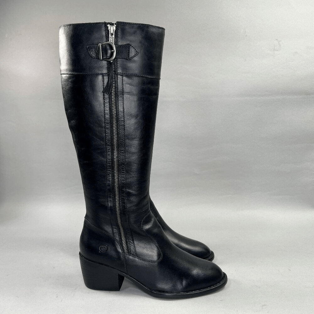 Born Fannar Boots Women's Size Tall Black Leather Dual Full