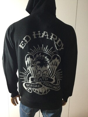 Ed Hardy By Christian Audigier Death Before Dishonor Hoodie Size L
