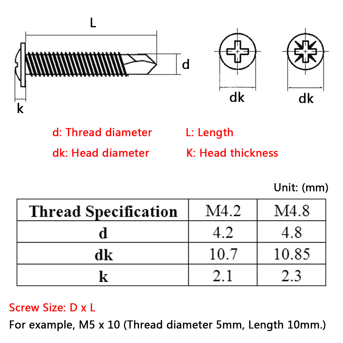 Size:M4.2 × 32mm M4.2 × 32mm ステンレスビス ドリルネジ タッピングねじ 100個入り