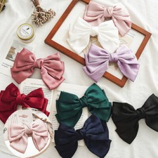 Big Bow Hairpins For Girl Solid Color Hair Clip For Women Popular Sweet Satin