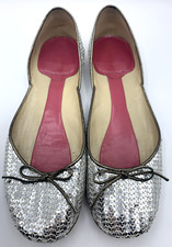 Kate Spade Silver Sequin Ballet Flat Shoes Size 9 B Italy
