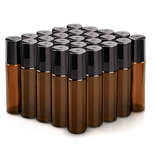 24-48PCs Roller Rollerball Perfume Essential Oil Roll On Ball Amber Glass Bottle - Picture 7 of 12
