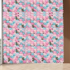 12pcs Artificial Flower Wall Rose Floral Panel Backdrop Decor for Party Wedding