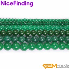 Round Green Jade Loose Gemstone Beads For Jewelry Making Strand 15" Wholesale