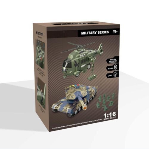 Reibungsbetriebenes Spielzeug Militär Hubschrauber und Panzer Action Spielzeug mit Licht Sounds - Bild 6 von 6