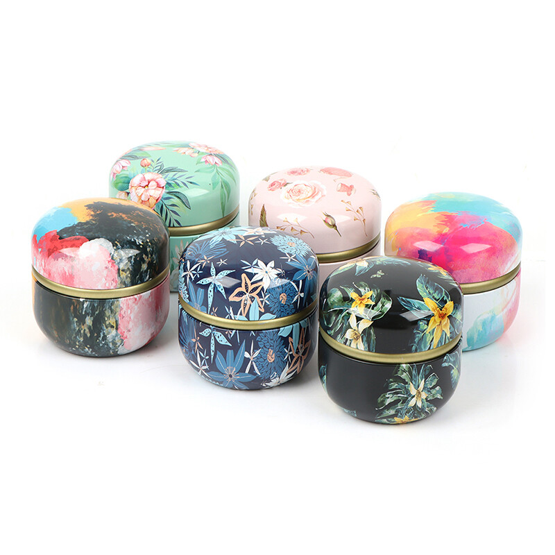 Mini Tea Storage Tin Container Tea Coffee Tins Flowers Pattern Food
