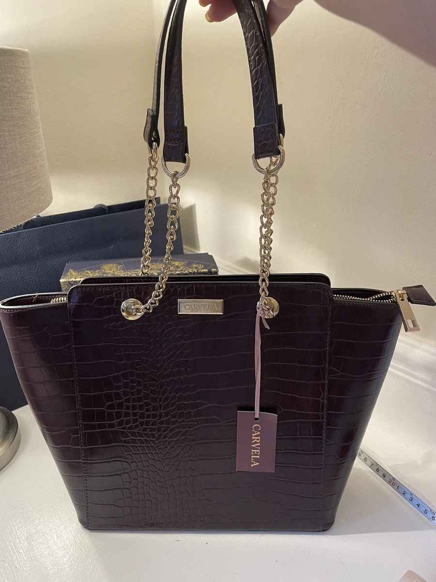 Carvela Large Burgundy Croc Shopper New