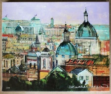 ALEX ZWARENSTEIN (ROME ROOFTOPS) HAND SIGNED LIMITED EDITION /99 GICLEE CANVAS
