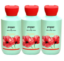 3 BATH BODY WORKS POPPY ALOE VITAMIN E SHOWER GEL BODY WASH 10 FL OZ NEW