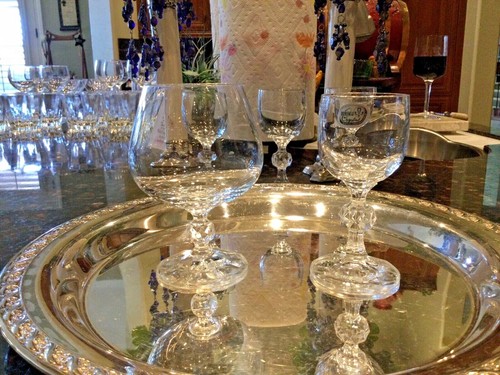 Vintage Bohemian Crystal Brandy Snifters & Cordial Stemware Sets - Picture 7 of 19