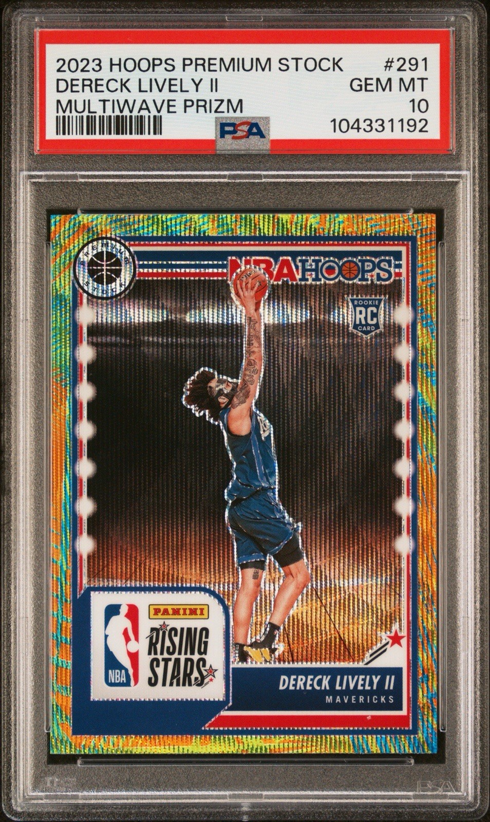 2023 PANINI HOOPS PREMIUM STOCK MULTIWAVE PRIZM #291 DERECK LIVELY II RC PSA 10