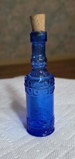 VINTAGE Cobalt Blue Glass Decorative 5" Bottle with Cork Stopper Decorative.