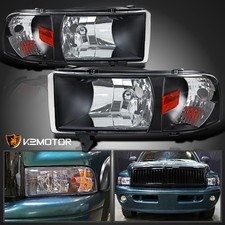 Fits 1994-2001 Dodge Ram 1500 2500 3500 Black Headlights Lamps Pair Leftright