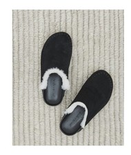 Jenni Kayne Shearling-Lined Black Suede Moc Clogs - Size EU 37 / US 7