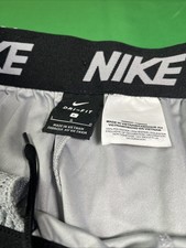 Men s Nike Silver Grey Dri-fit Swim Trunks Size Large Lined Pockets Blk Swoosh