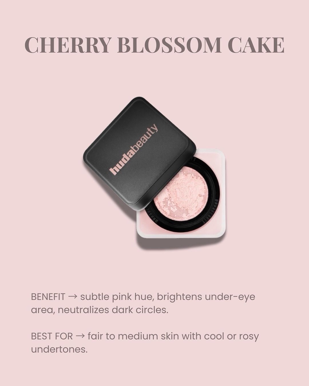 Compact Powerder Huda Beauty Face Powder in Cherry Blossom Cake Shade - Pressed Powder ...