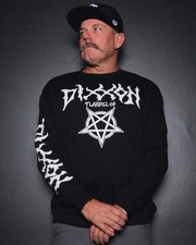 Dixxon Flannel Co Pentagram Crewneck Sweatshirt Men  s L Black Grunge Casual NWT